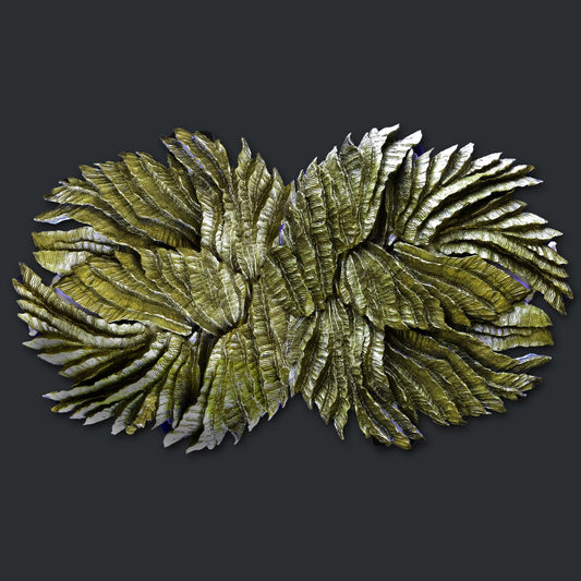 Deborah Childress creates this "Hedges" Wall Art.with a decorative leaf-like design 