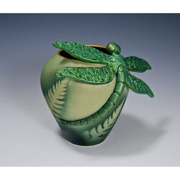 Dragonfly Vase by Bonnie Belt Ceramics Hand-Thrown Hand-Built Stoneware Artistic Artisan Designer Pottery Vases