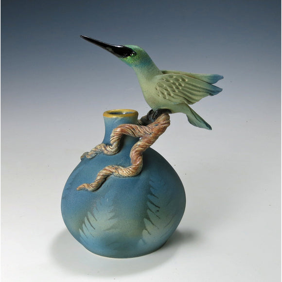 Hummingbird 1 Vase by Bonnie Belt Ceramics Hand-Thrown Hand-Built Stoneware Artistic Artisan Designer Vases