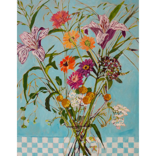 Light Blue Checks Painting and Archival Giclee Prints