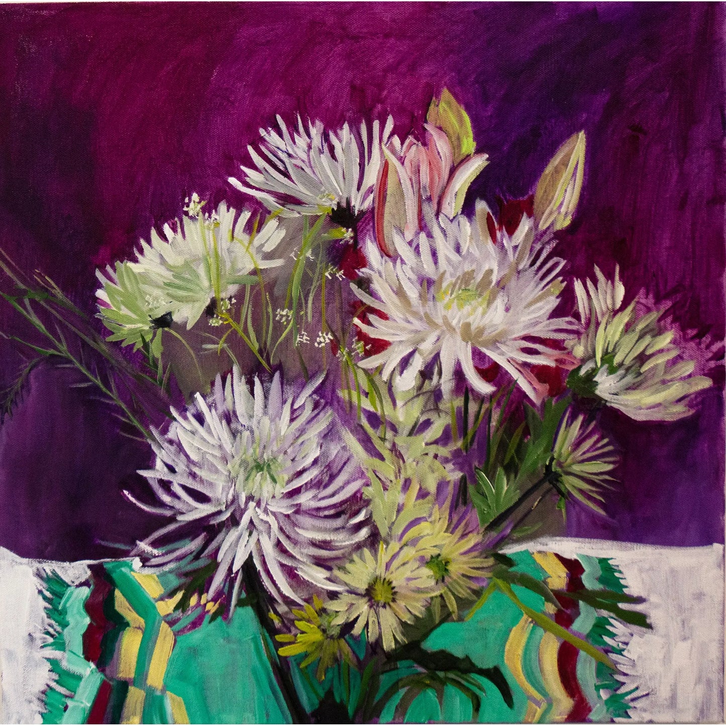 Purple with Mums Painting and Archival Giclee Prints