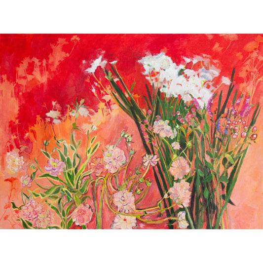 Flower Echoes in Red Painting and Archival Giclee Prints