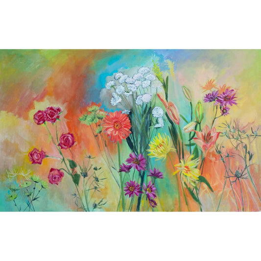 Rainbow Flower Echoes #2 Painting and Giclee Prints