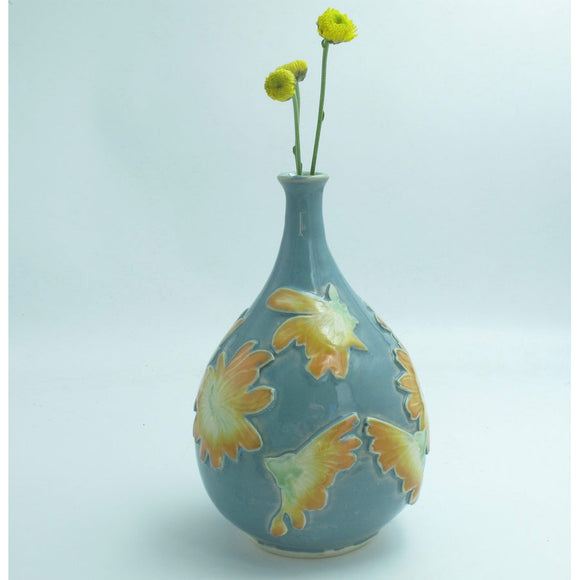 Dorothy Bassett of White Dog Porcelain Nine-inch Falling Blossom Bud Vase Artistic Artisan Designer Functional Pottery