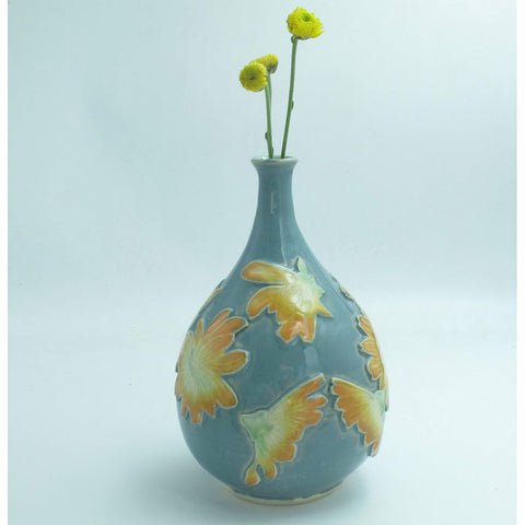 Dorothy Bassett of White Dog Porcelain Nine-inch Falling Blossom Bud Vase Artistic Artisan Designer Functional Pottery