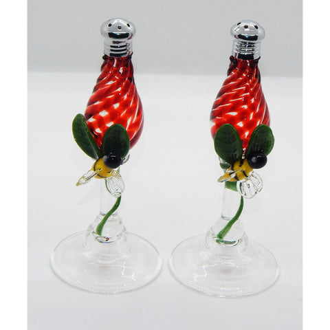 Four Sisters Art Glass Bees Pedestal Salt and Pepper Shakers 120 Artistic Handblown Art Glass Shakers