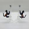 Four Sisters Art Glass Black and Cream Cat Pepper and Salt Shakers 119  Artistic Haadblown Art Glass Shakers