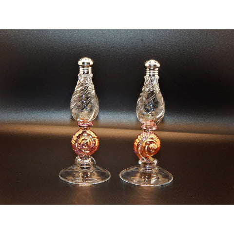 Four Sisters Art Glass Snail Pedestal Salt and Pepper Shakers 116 Artistic Hand Blown Art Glass
