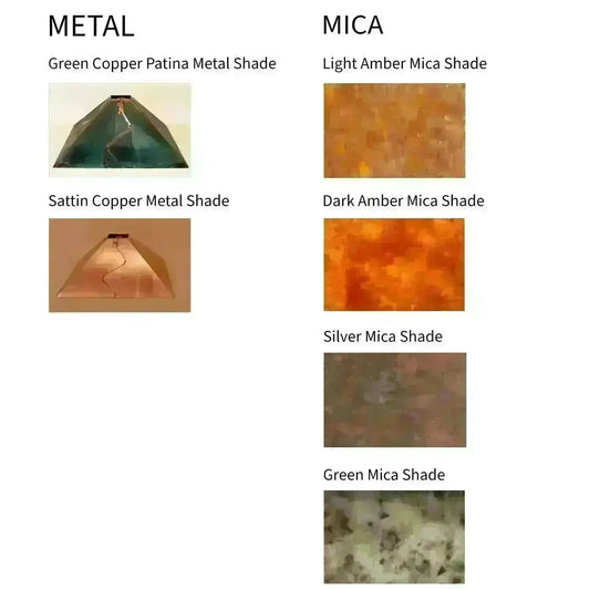 Comparison of metal and mica shades with images and names.