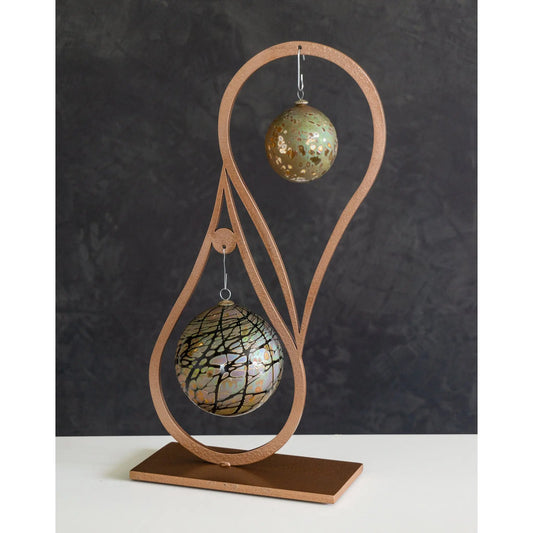 Girardini Design Balanced Double Ornament Display Stand Holder in Copper, Artistic Artisan Ornament Stand Holders