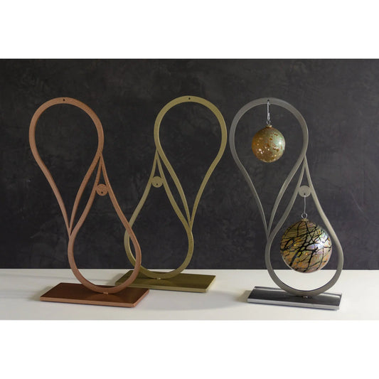 Girardini Design Balanced Double Ornament Display Stand Holder, Artistic Artisan Ornament Stand Holders