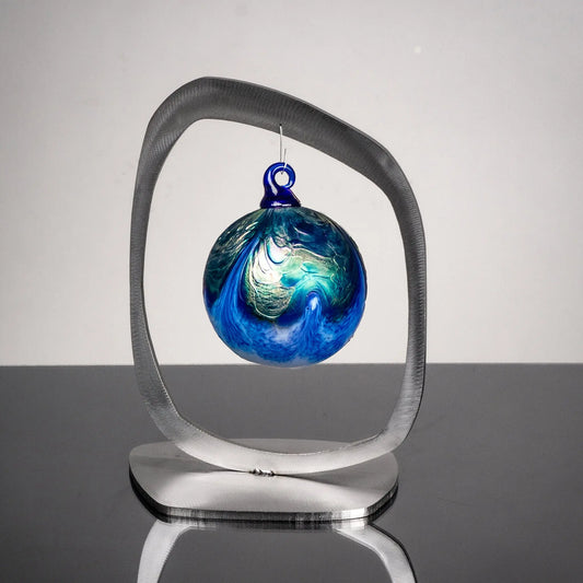 Girardini Design Mod Single Ornament Display Stand Holder in Silver, Artistic Artisan Ornament Stand Holders