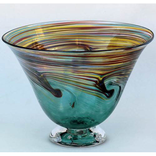 Glass Rocks Dottie Boscamp Colored Wave Glass Bowl in Dark Green Artisan Handblown Art Glass Bowls
