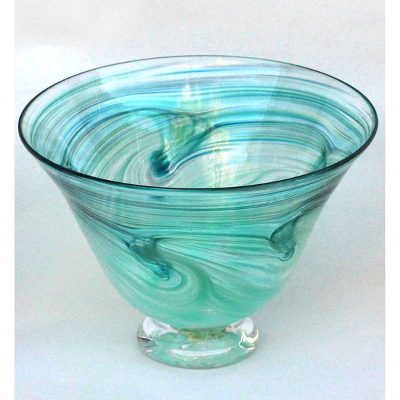 Glass Rocks Dottie Boscamp Colored Wave Glass Bowl in Teal Artisan Handblown Art Glass Bowls