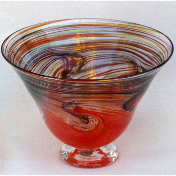 Glass Rocks Dottie Boscamp Colored Wave Glass Bowl in Red Artisan Handblown Art Glass Bowls