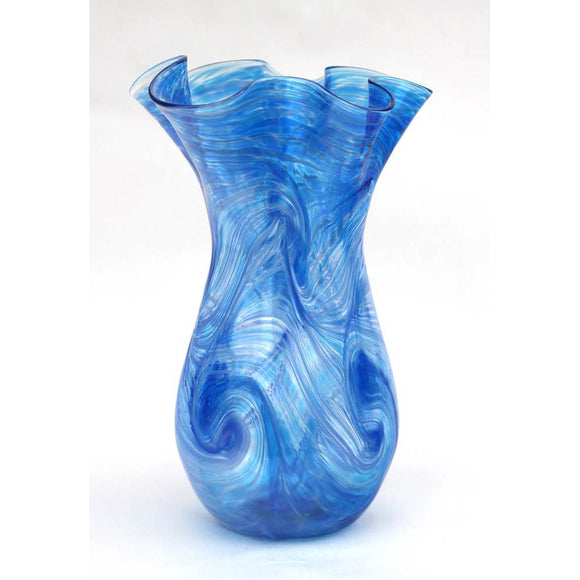 Glass Rocks Dottie Boscamp Multiwave Glass Vase in Light Blue Artisan Handblown Art Glass Vases