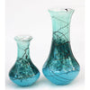 Glass Rocks Dottie Boscamp Lightning Jeanie Glass Bottle Vases in Silver Green Artisan Handblown Art Glass Vases