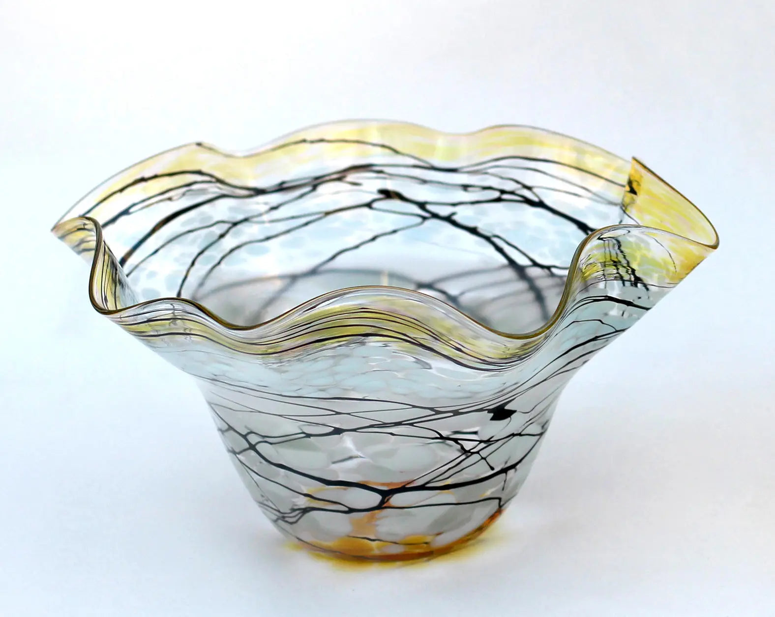 Gray Lightning Fluted Handblown Bowl by Glass Rocks Dottie Boscamp Glass Rocks