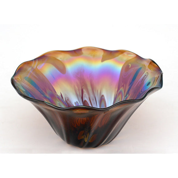 Glass Rocks Dottie Boscamp Glass Clam Bowl Metallic in Gold Brown Artisan Handblown Art Glass Bowls