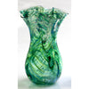 Glass Rocks Dottie Boscamp Multiwave Glass Fluted Vase in Green Artisan Handblown Art Glass Vases