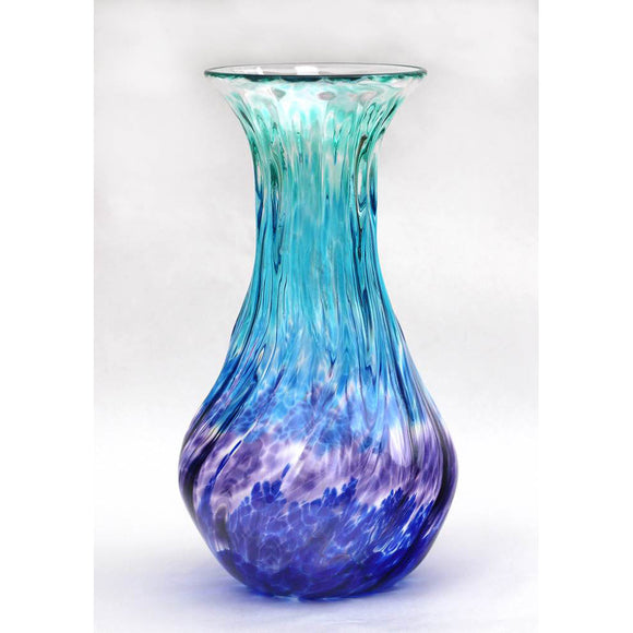 Glass Rocks Dottie Boscamp Optic Jeanie Bottle Glass Vase in Jewel Tone with Cobalt Artisan Handblown Art Glass Vases
