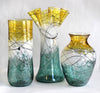 Glass Rocks Dottie Boscamp Sunrise Glass Vases in Flat Oval Fluted and Round Short Artisan Handblown Art Glass Vases
