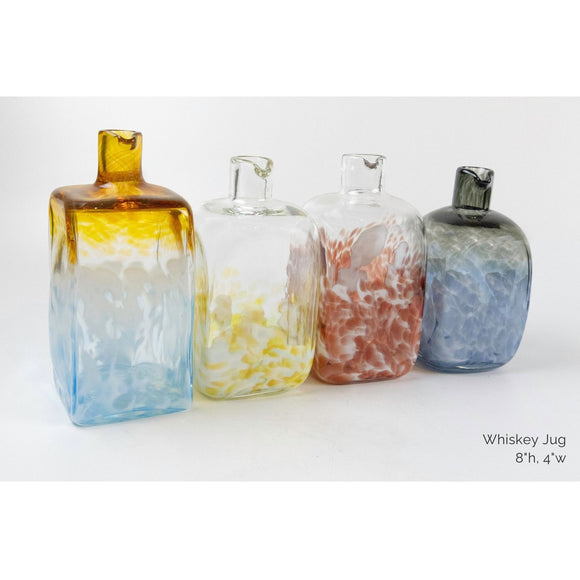 Hot Glass Alley Jake Pfeifer Countryside Square Whiskey Jug Artistic Hand Blown Glass Barware Whiskey Jugs