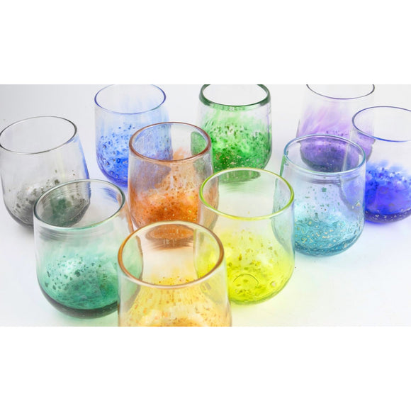 Hot Glass Alley Jake Pfeifer Mica Series Barware Collection Rocks Pint and Stemless Wine Glass Artistic Hand-Blown Glass Barware Glasses