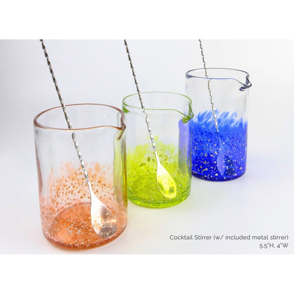 Hot Glass Alley Jake Pfeifer Mica Series Cocktail Stirrer with Pour Spout Artistic Hand-Blown Glass Barware Cocktail Stirrers