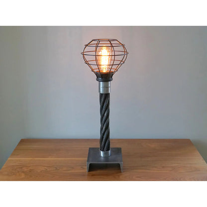 Industrial Comfort Caged Round Shade Lift Lamp