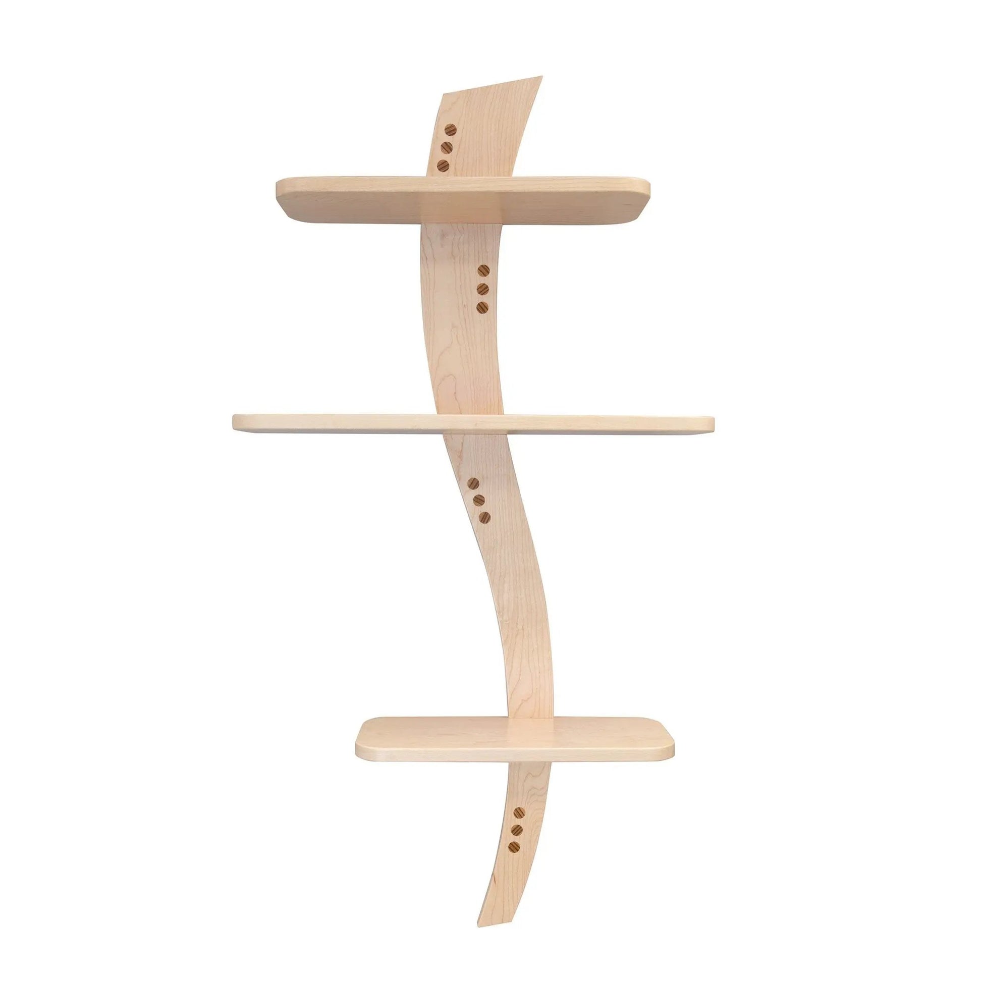 Zephyr Shelf in Hard White Maple with Zebrawood Inlays