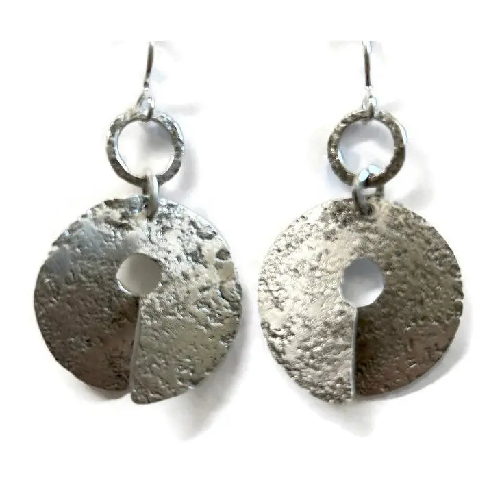 Sterling silver earrings with textured circular designs