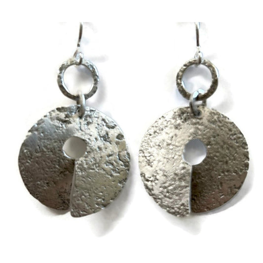 Sterling silver earrings with textured circular designs