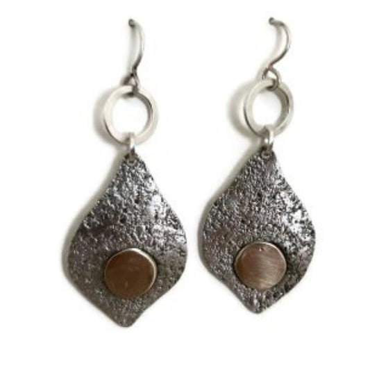 Sterling silver and copper teardrop earrings