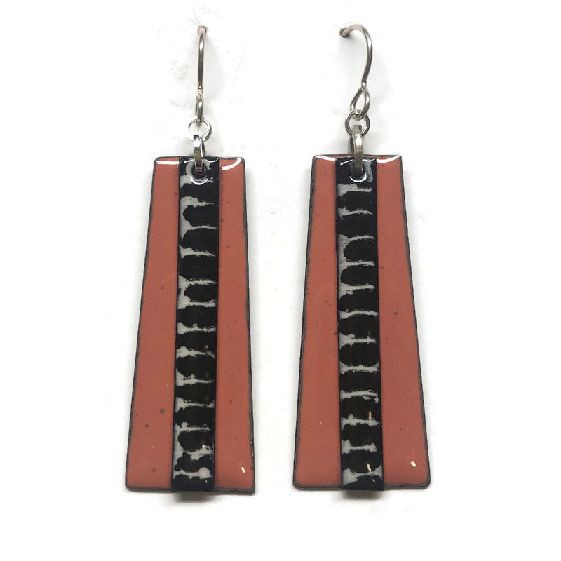 Sterling silver and enamel earrings with rectangular design, available in a variety of colors.