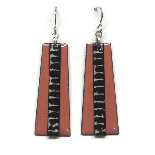 Sterling silver and enamel earrings with rectangular design, available in a variety of colors.
