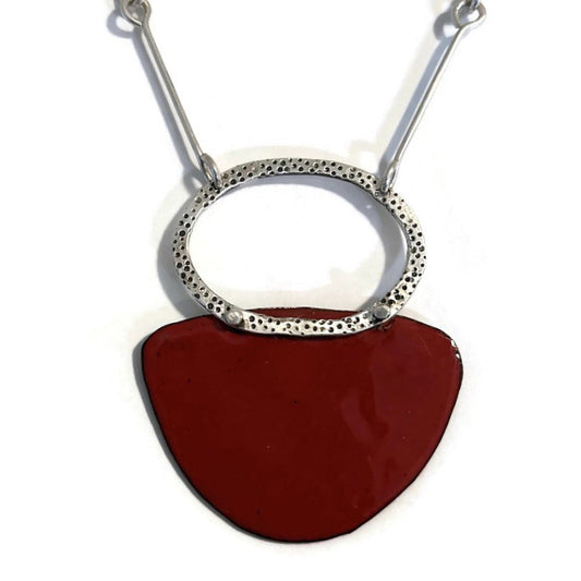 Sterling silver and enamel necklace with a red pendant. Other colors are available.