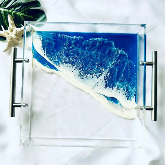 Ocaen Wave Hand made Acrylic Serviong Tray