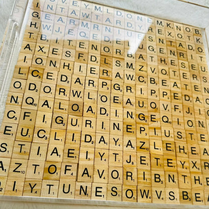 Hand Made Acrylic Resin Scrabble Serving Tray with Two Coasters