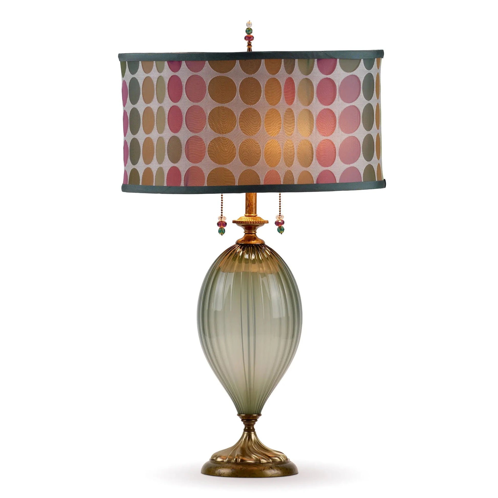 Kinzig Design Penelope Table amp with Green Blow Glass