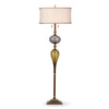 Rory Floor Lamp F174AG189 Colors White Gold and Silver Blown Glass Base with Kevin O'Brien Silk Velvet Petal Design Shade by Kinzig Design