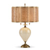 Kinzig Design Sophie Table Lamp 94Ae74 with Creamy Opaque Hand Blown Glass Base and Gold Organza Sequined and Beaded Shade Artistic Artisan Designer Table Lamps