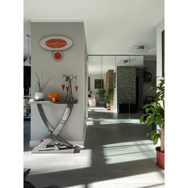 Stand Alone Oval Steel and Copper Pendulum Wall Clock by Leonie Lacouette Leonie Lacouette