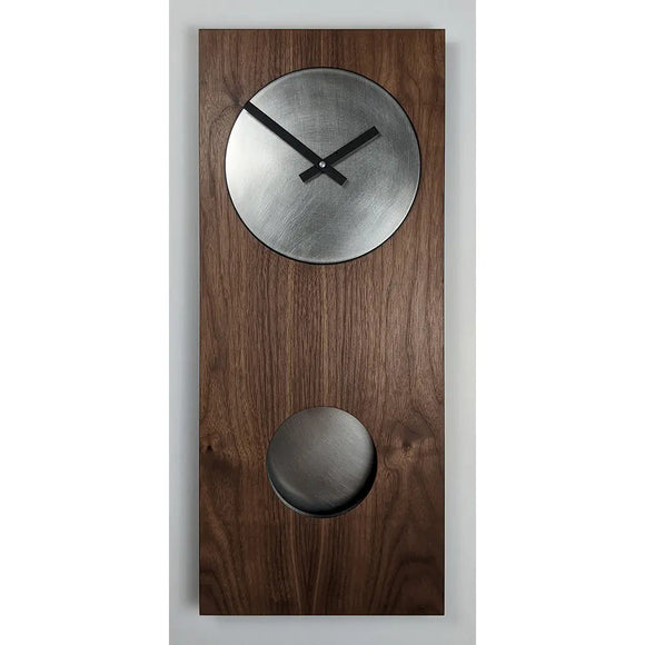 Leonie Lacouette Walnut and Steel Circle Clock WAL24 with Pendulum