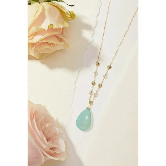 Aqua Chalcedony Pendant Necklace
