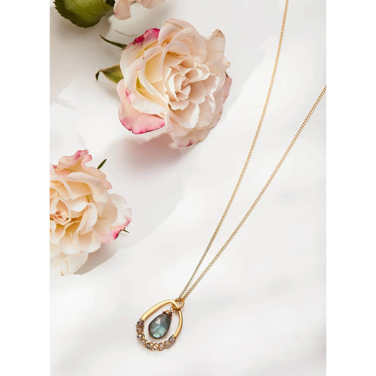  Framed faceted labradorite drop neckace