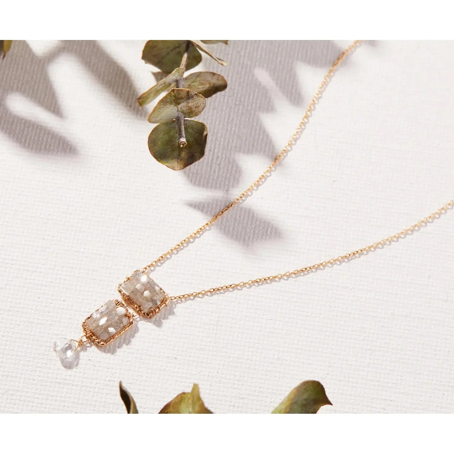 Grey Diamond and White Topaz Necklace