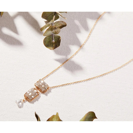 Grey Diamond and White Topaz Necklace