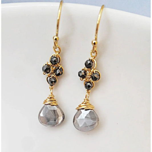 Hematite Clover Earrings