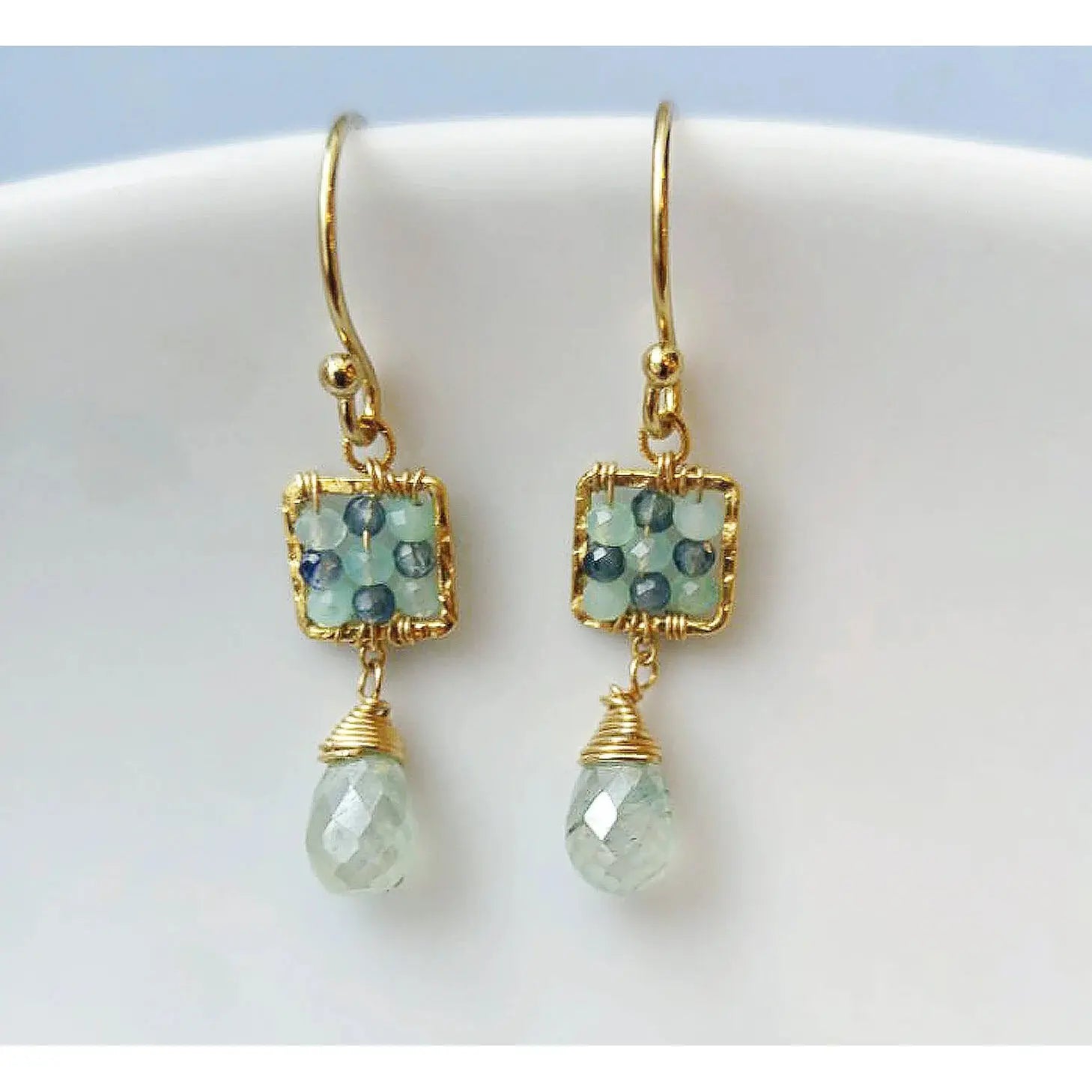 Multi Blues Box Earrings